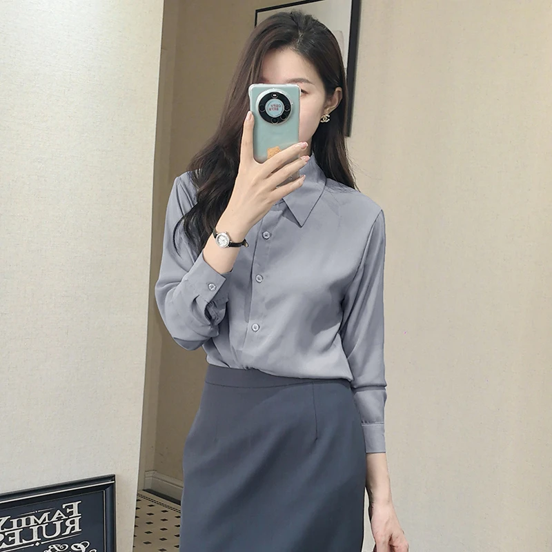 夏季女款薄款衬衫轻奢高级小众女装清冷显瘦气质衬衣洋气百搭慵懒