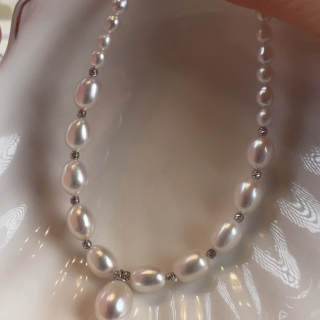 淡水珍珠银S925镶嵌颈饰