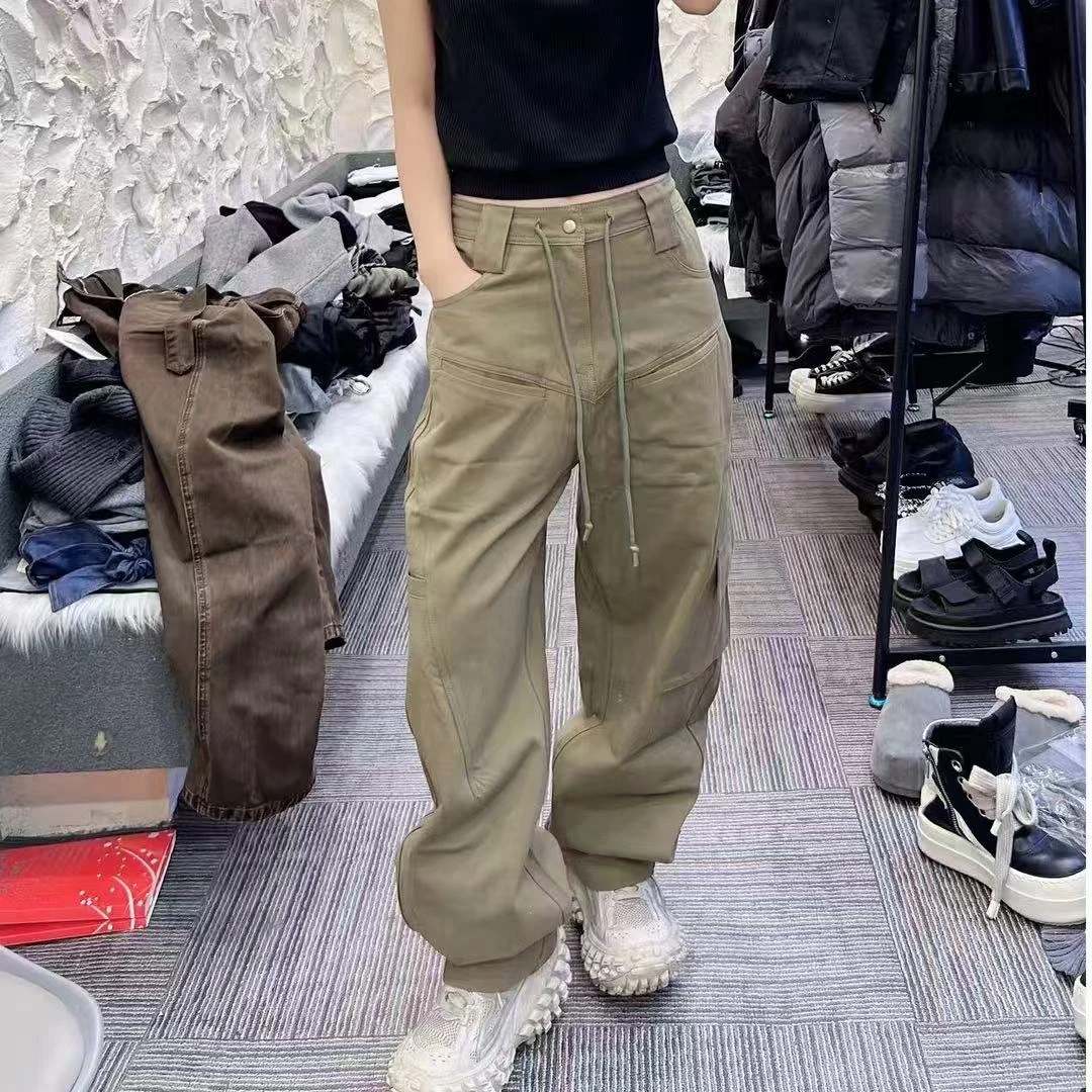 军绿色街头风单兜盖工装裤