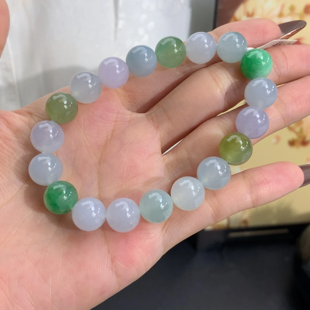 翡翠未镶嵌手串卡10胶润多宝手串