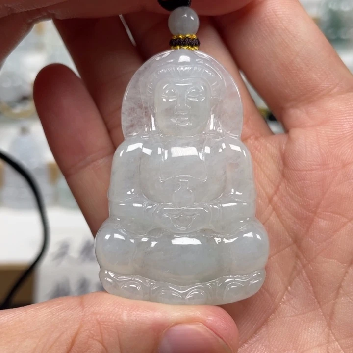 翡翠未镶嵌颈饰天然缅甸翡翠A货观音31号