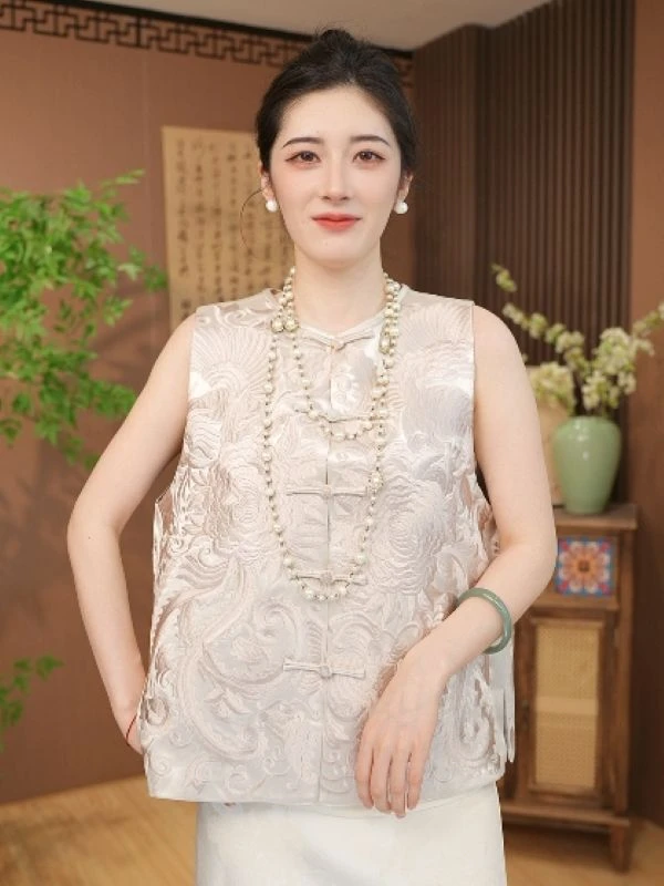 【稀世珍品】新中式国风经典传承重磅满绣新款马甲2025C7225开心