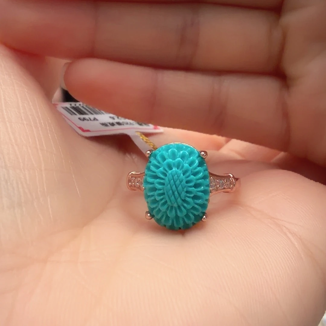 绿松石银S925镶嵌戒指