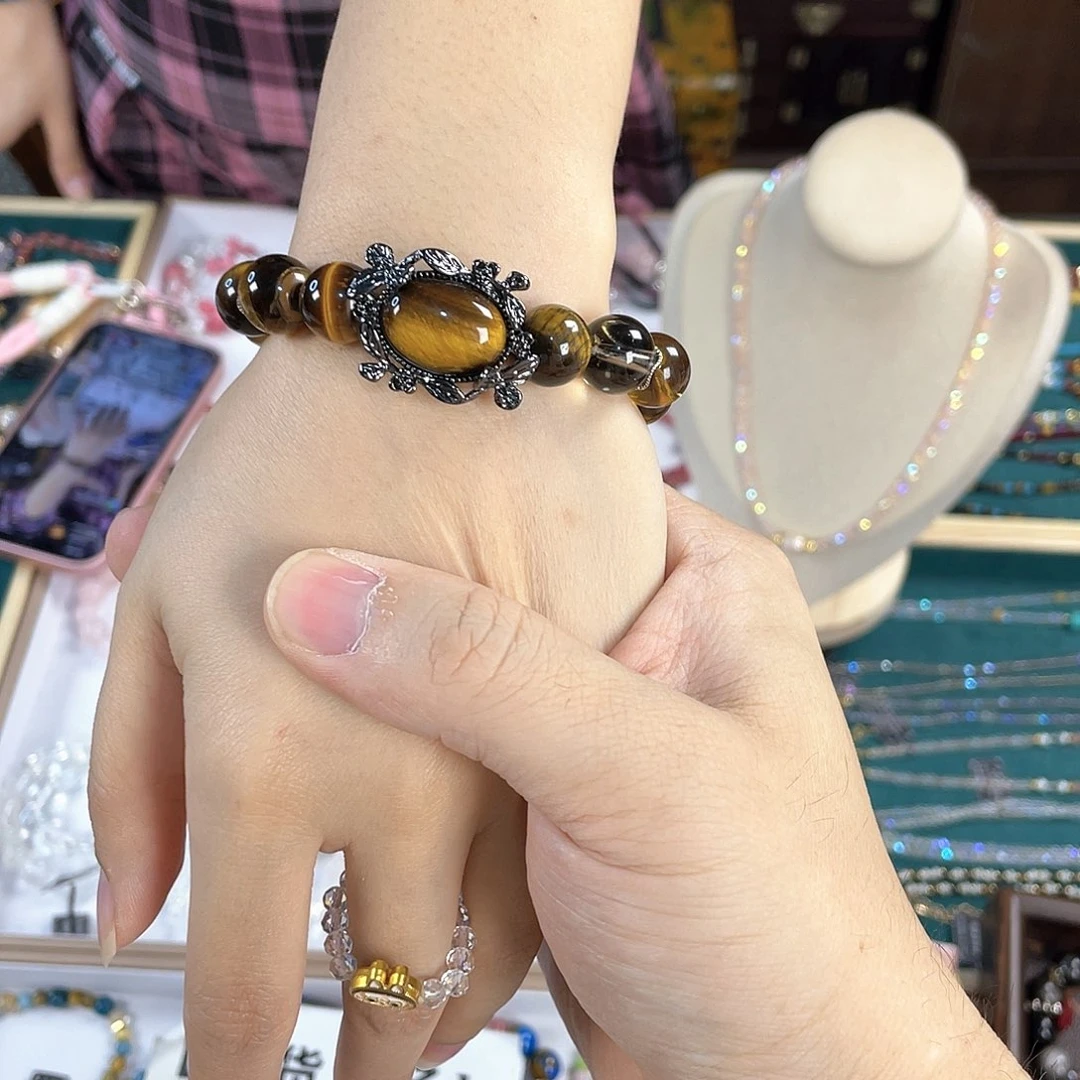 水晶手链银S925镀金镶嵌