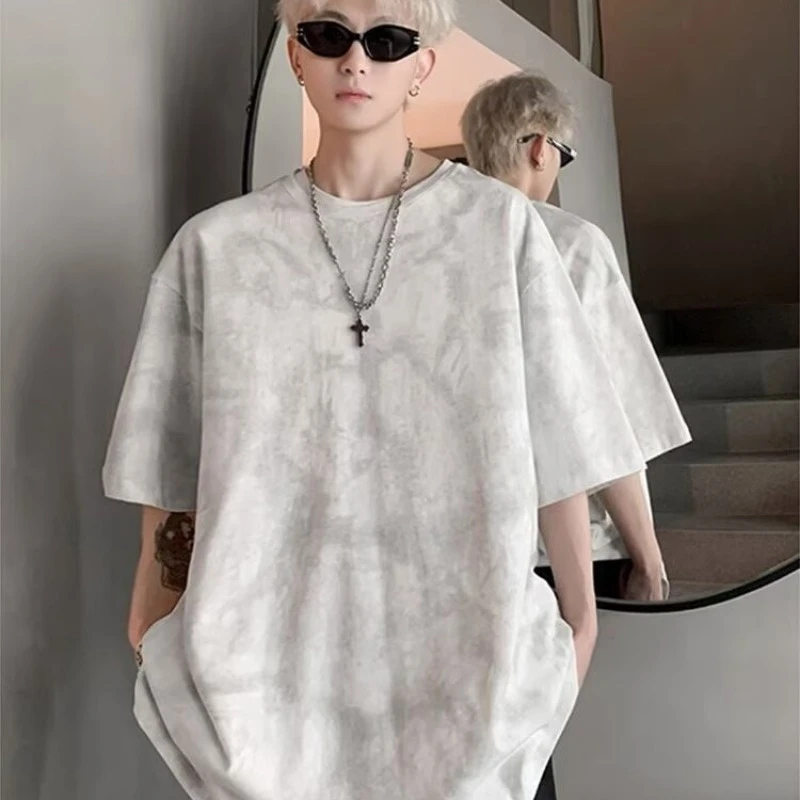 【富富】夏季男士休闲短袖扎染宽松T恤时尚百搭ins青春流行Y504