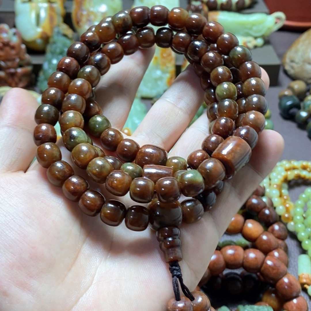 岫岩河磨玉（透闪石质玉）未镶嵌手链108卡10