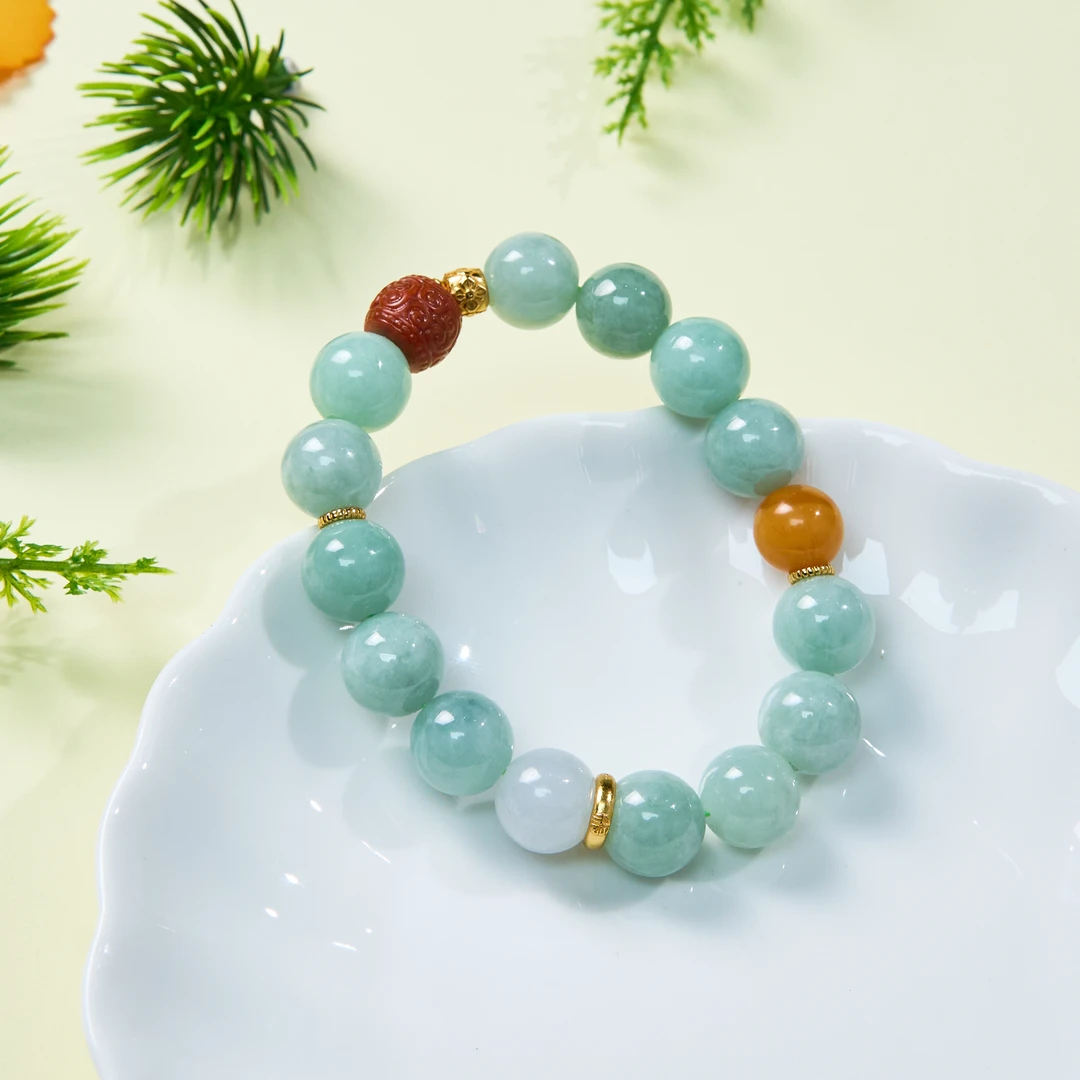 菲菲珠宝好*S925翡翠单圈手串圆珠约12mm-多样性发一