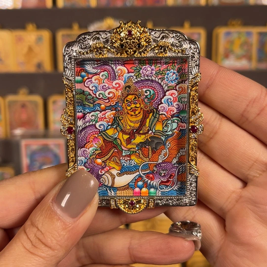 吊坠黄老爷青海热贡唐卡