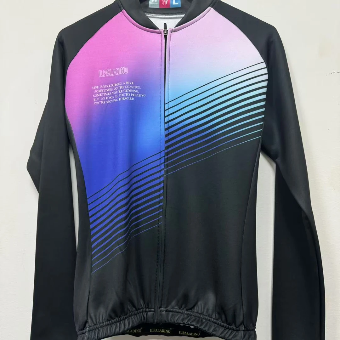 XK 817【粉蓝黑渐变抓绒骑行服】新款女士男士长袖户外