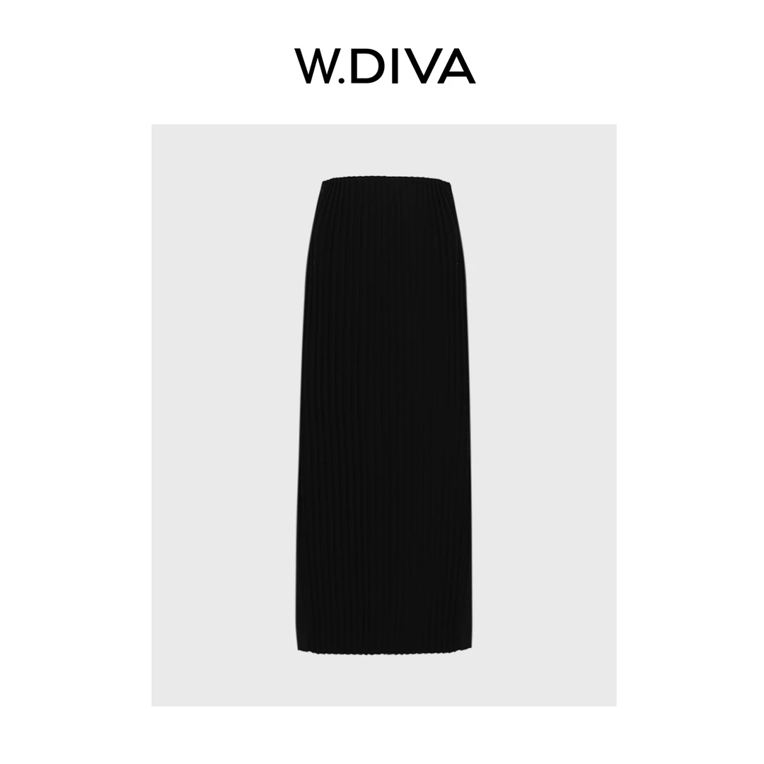 W.Diva【魏老板】洋气女装夏季品质休闲复古优雅压褶半裙51K061678