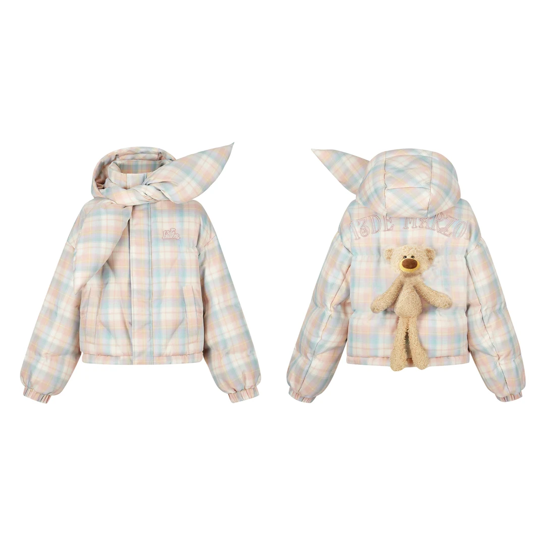 假日系列领口系带格子羽绒服DLDE1212