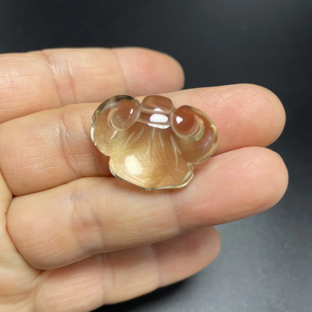 天然黄水晶雕刻如意锁吊坠挂件好运招财礼物27.3*20.3*11.8重9克