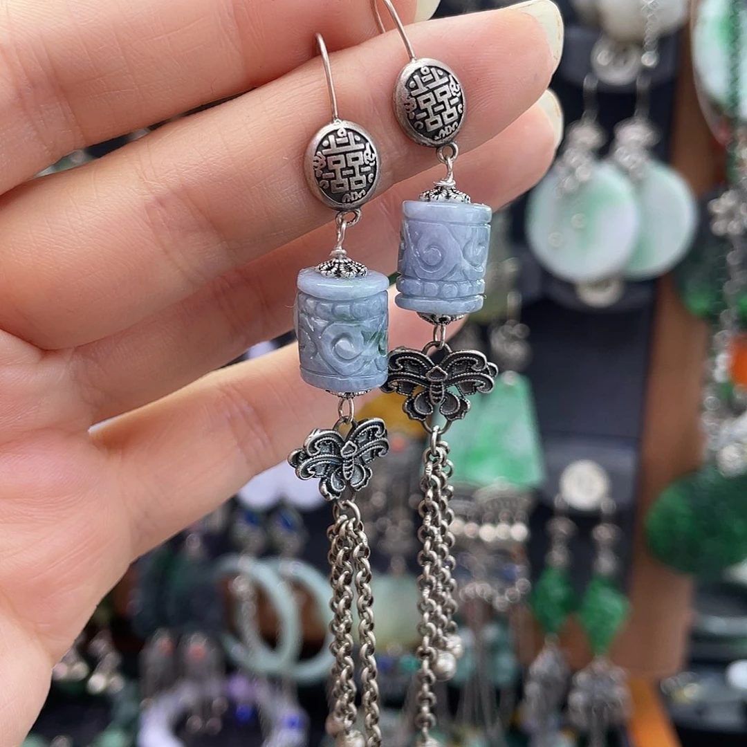 翡翠银S925镶嵌耳饰幸**神665ghjhh