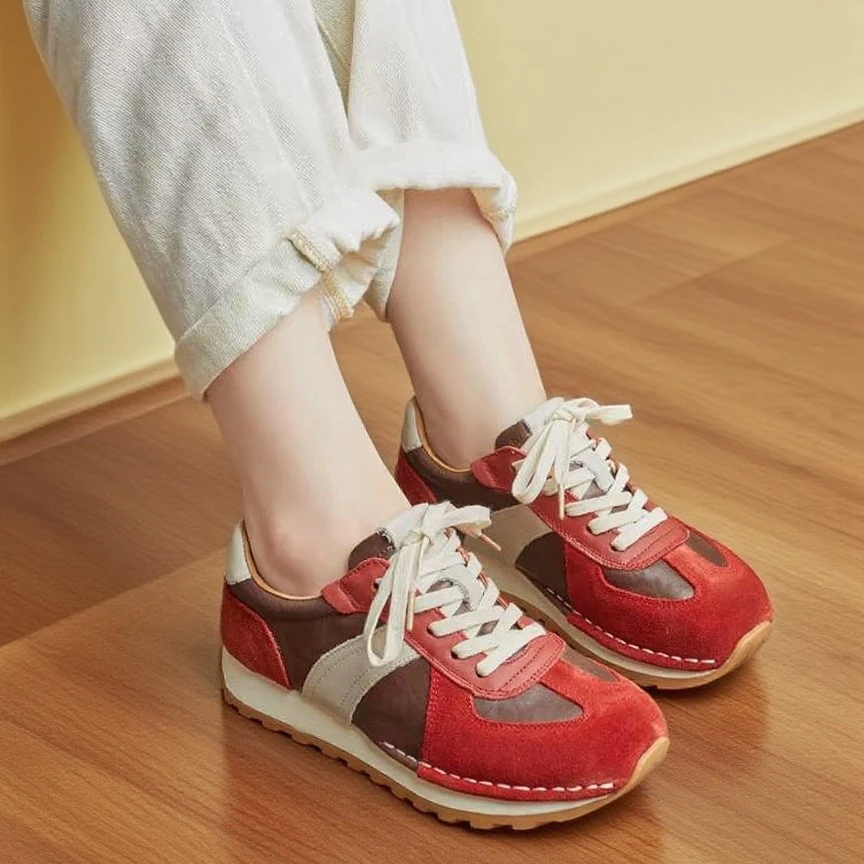 运动百搭时尚休闲鞋女2025秋季新款真皮爆款阿甘鞋平底舒适单鞋