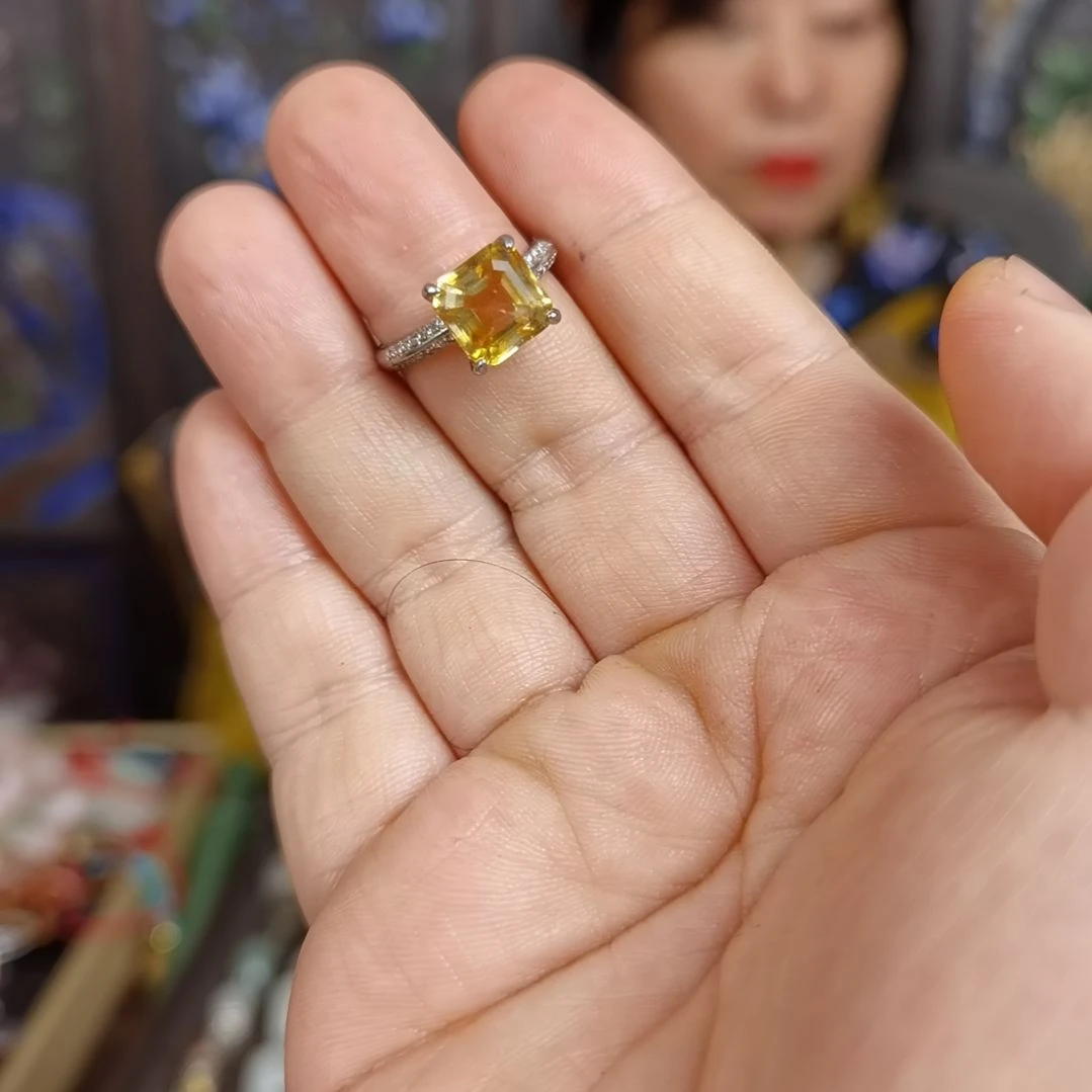 水晶戒指银S925镶嵌戒指