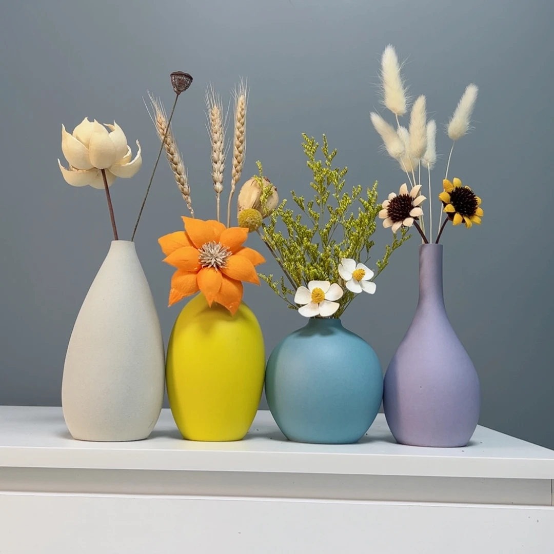 摆件景德镇手作陶瓷花瓶摆件无孔