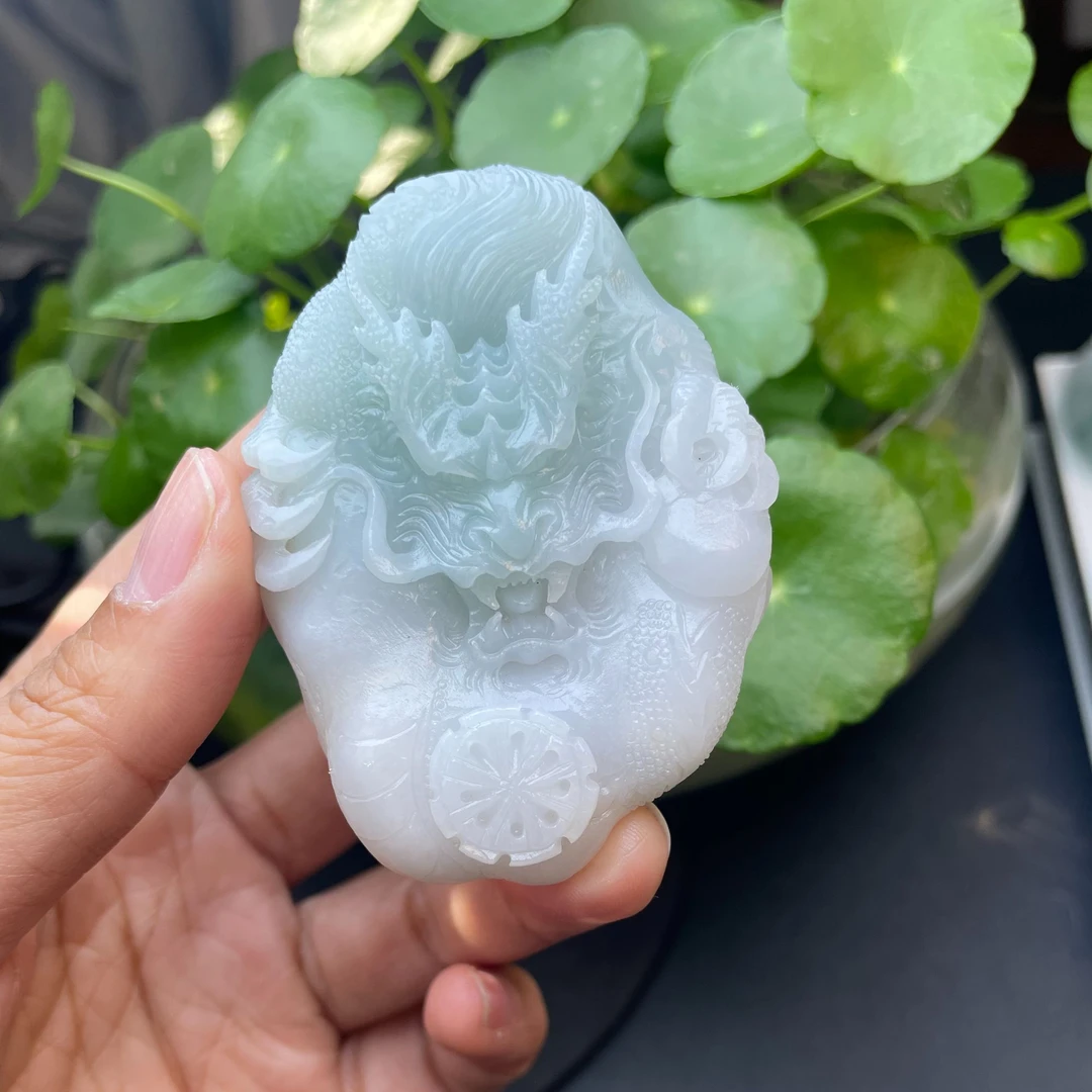 天然缅甸翡翠冰胶蓝龙毛货买断需抛光尺寸68.3/50.5/12.2春节专享