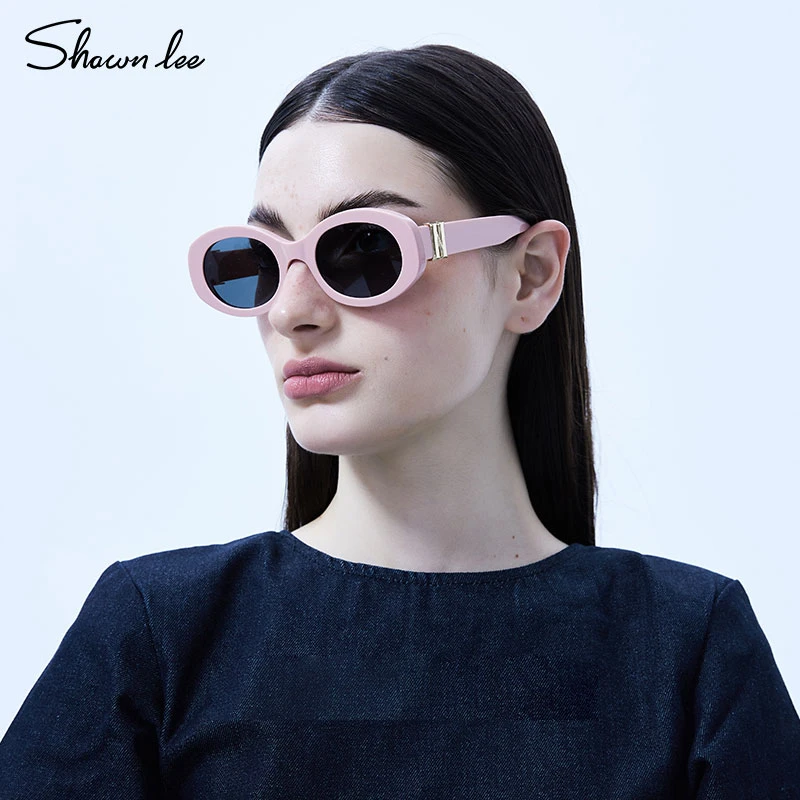 Shawnlee潮酷猫眼复古板材墨镜女椭圆时尚防紫外线太阳镜高级感