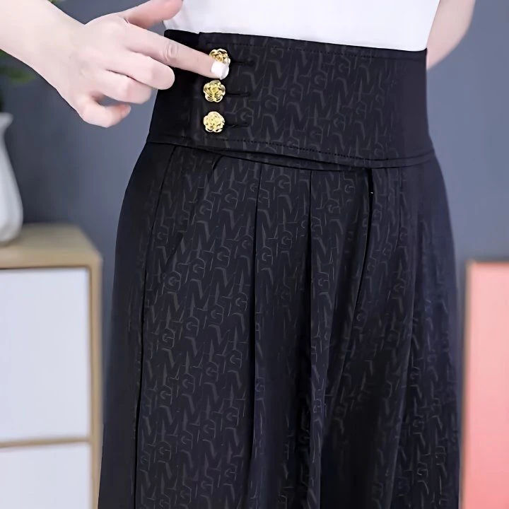 阔腿裤女40到50岁夏季新款时尚高腰宽腿甩裤子中老年女裤垂顺免烫