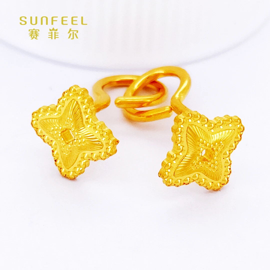 SUNFEEL/赛菲尔足金999黄金5G简星耳钉时尚气质百搭原料金条