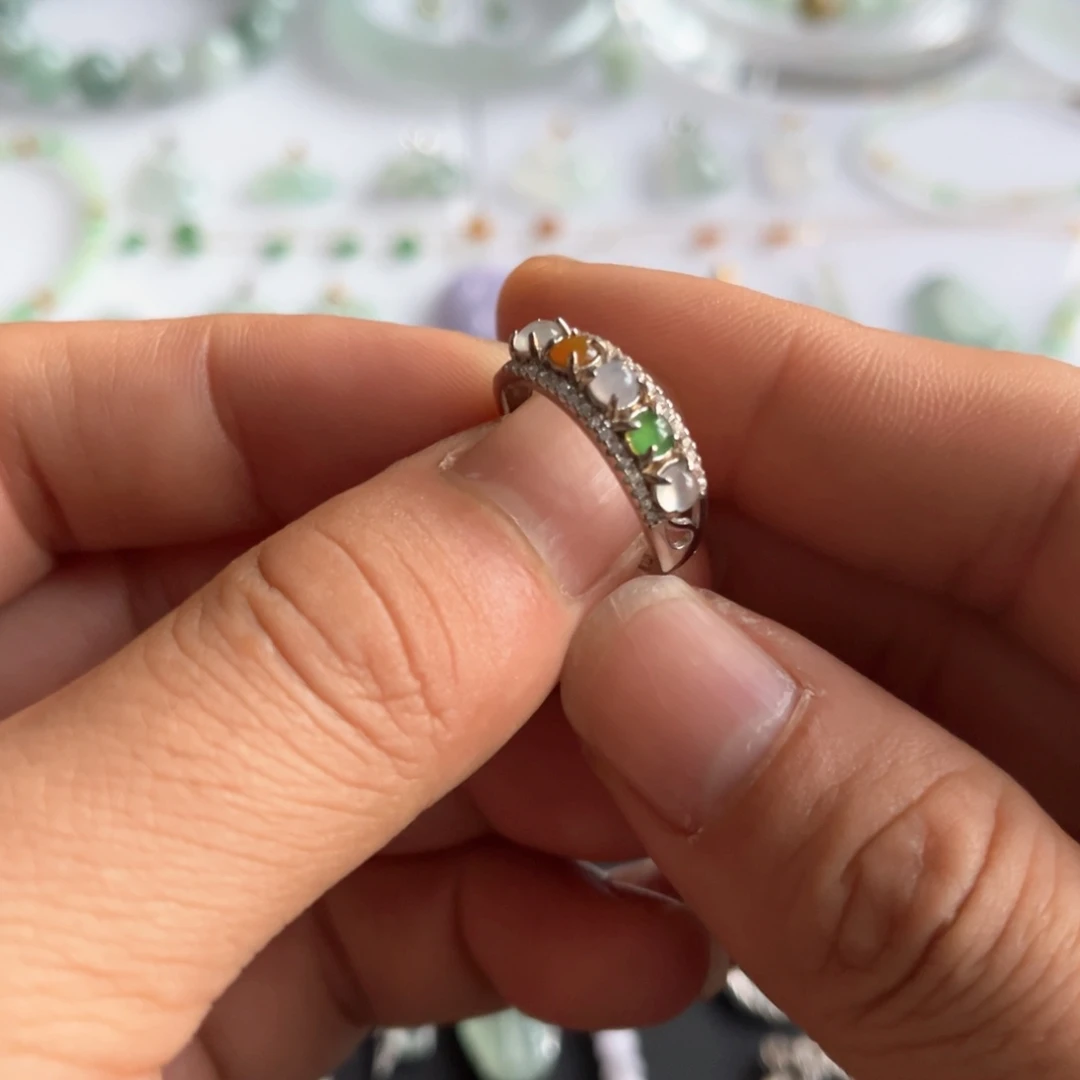 翡翠银S925镶嵌戒指福利