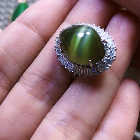 和田玉银S925镶嵌戒指