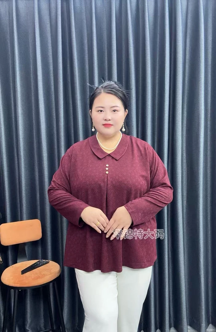 120-240斤针织小衫秋款中老年女装加肥加大时尚宽松翻领上衣女