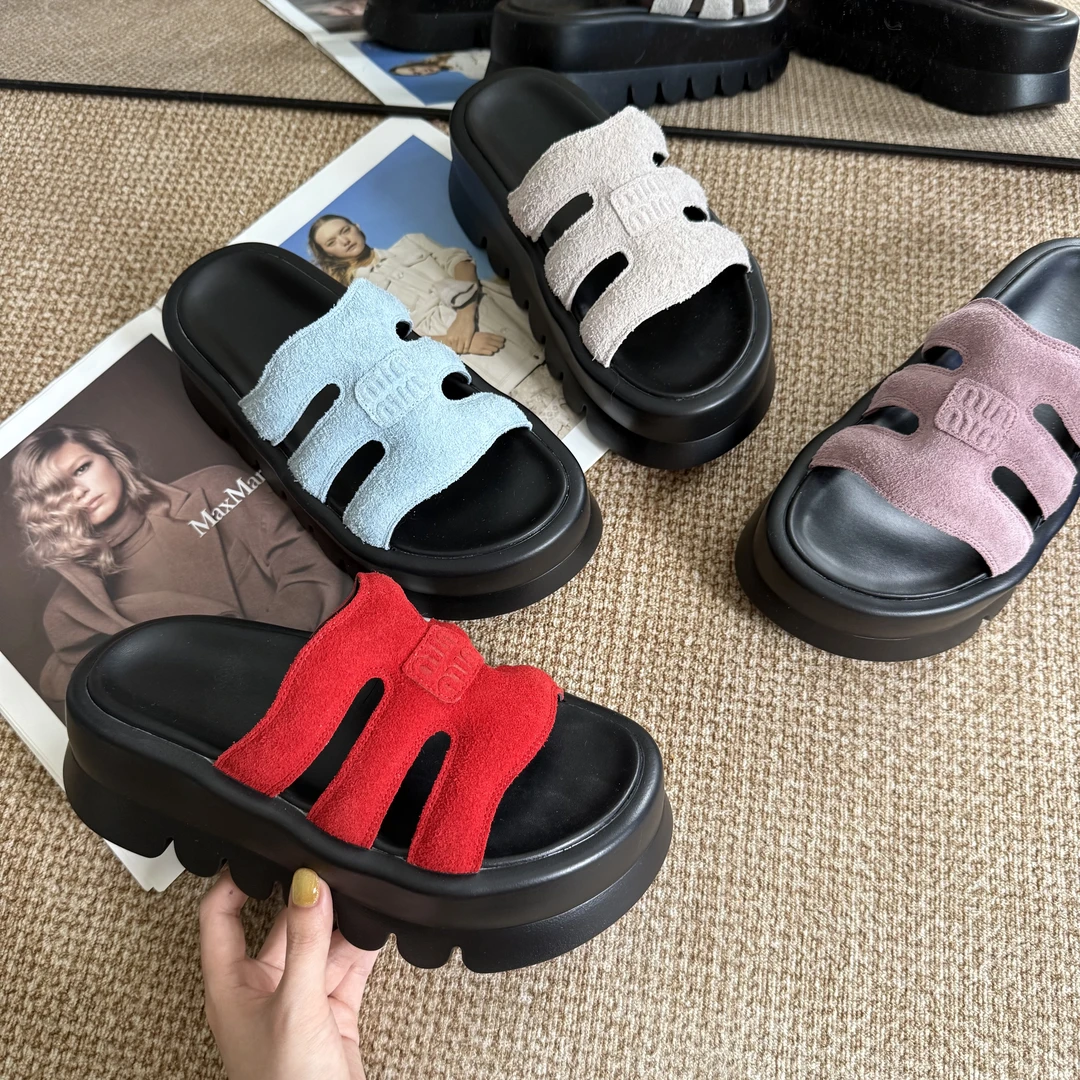 【NO退NO换】玲lin25夏款厚底高饱和轻奢休闲磨砂皮半托