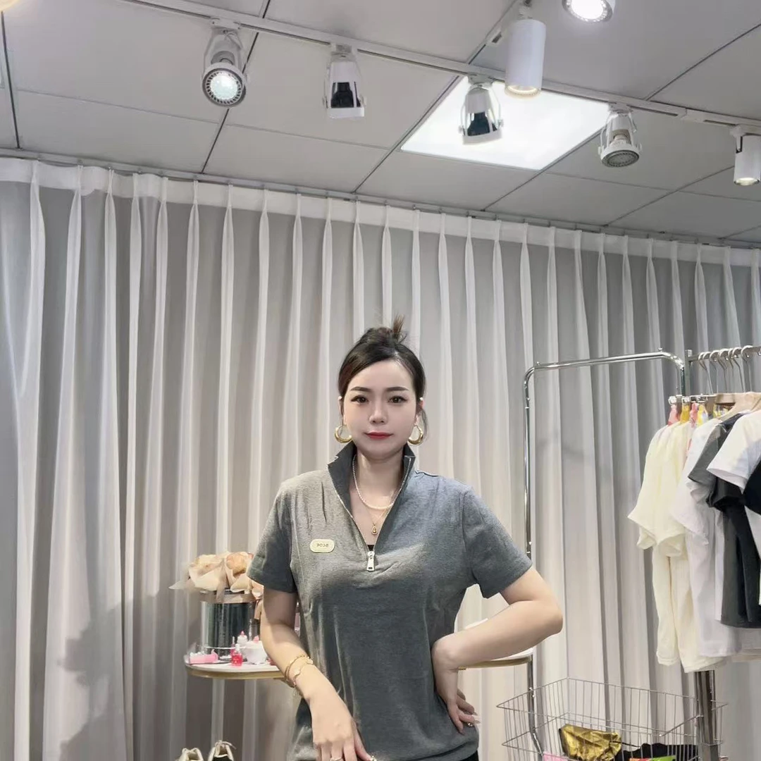 大美小美 （现货福利）新款夏季短袖休闲百搭显瘦立领拉链上衣