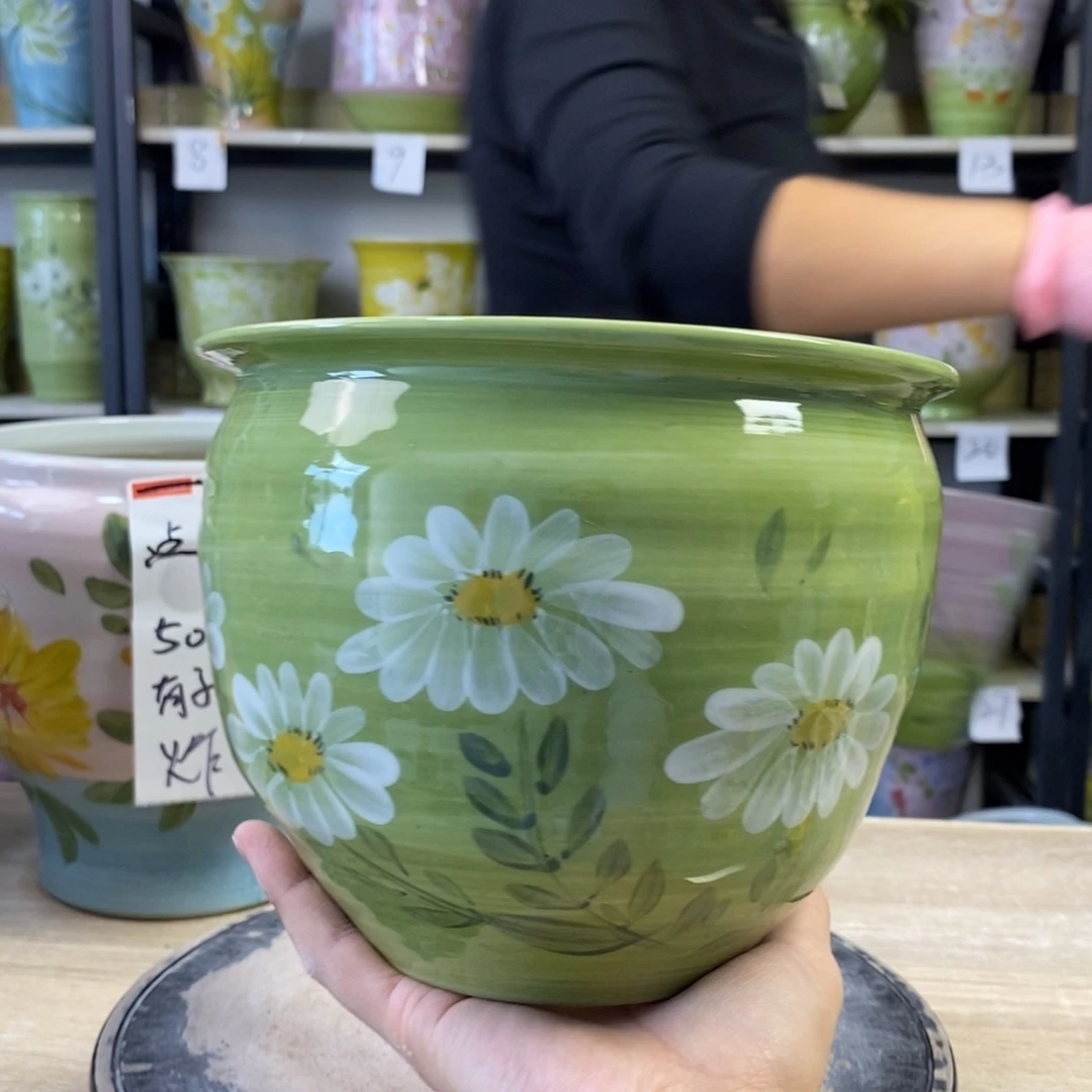 景德镇手工手绘陶瓷花盆