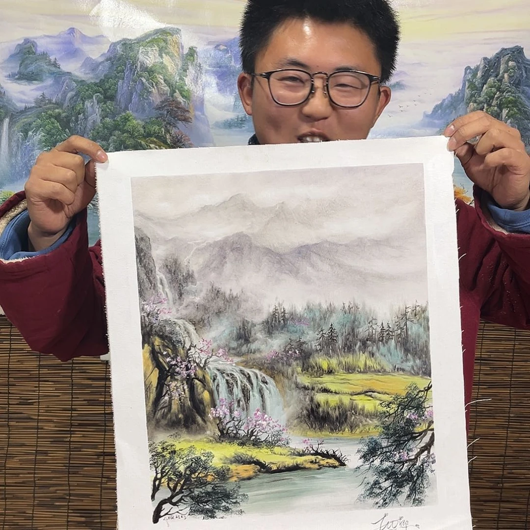 油画喵**师行路人小院绘画作品竞拍