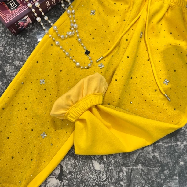 2025春季儿童不加绒卫裤钻石闪亮渐变色洋气休闲裤女童时尚百搭