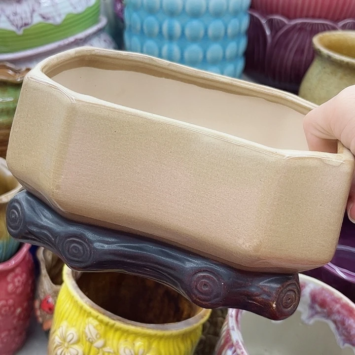 多肉绿植陶瓷花盆9.9包邮，有孔