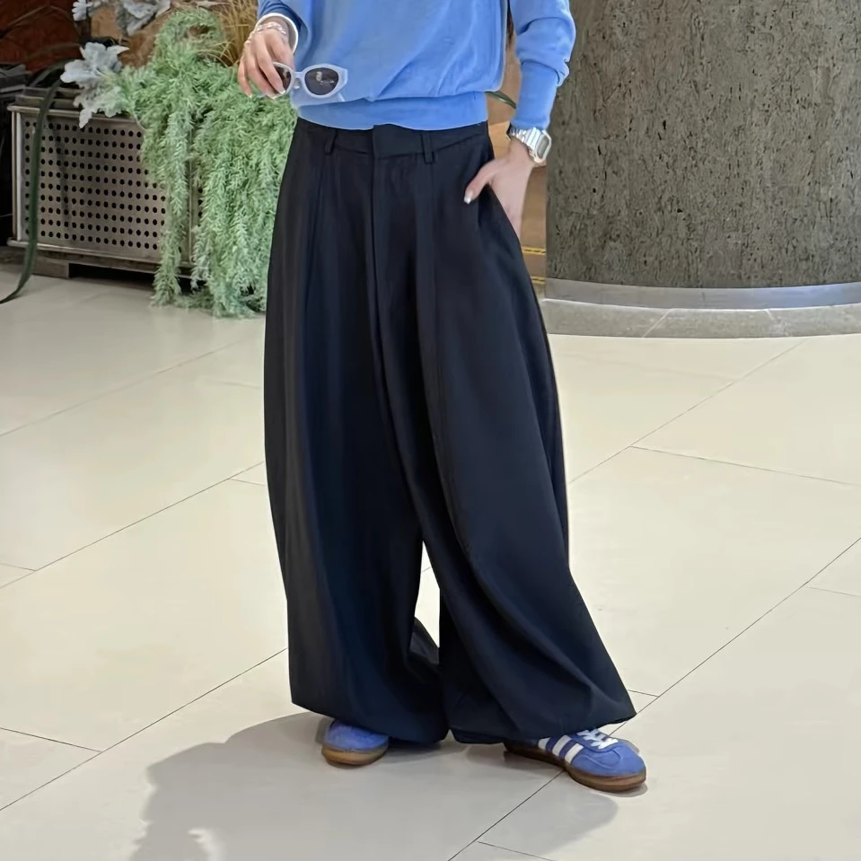 弯刀西裤～新款高腰显瘦百搭休闲宽松直筒西装阔腿裤