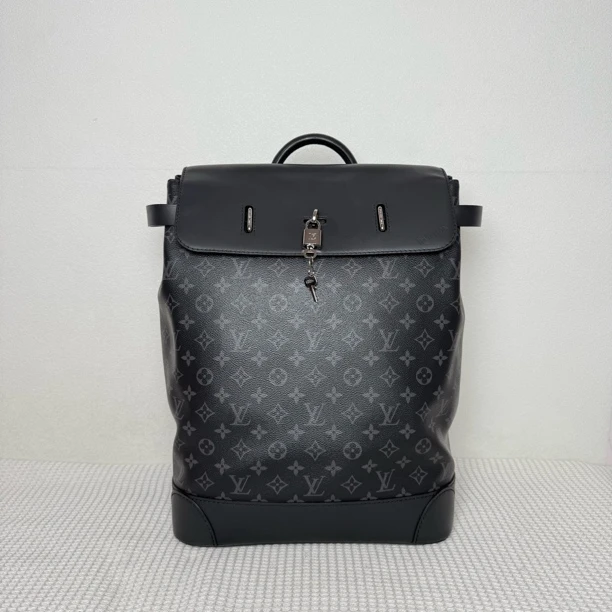 99新 LouisVuitton/路易威登 7035/8948时尚芯片款黑老花双肩包