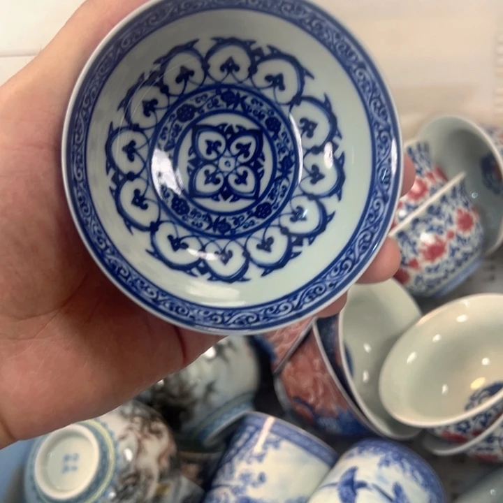 瓷片白青花宝相普洱杯全品