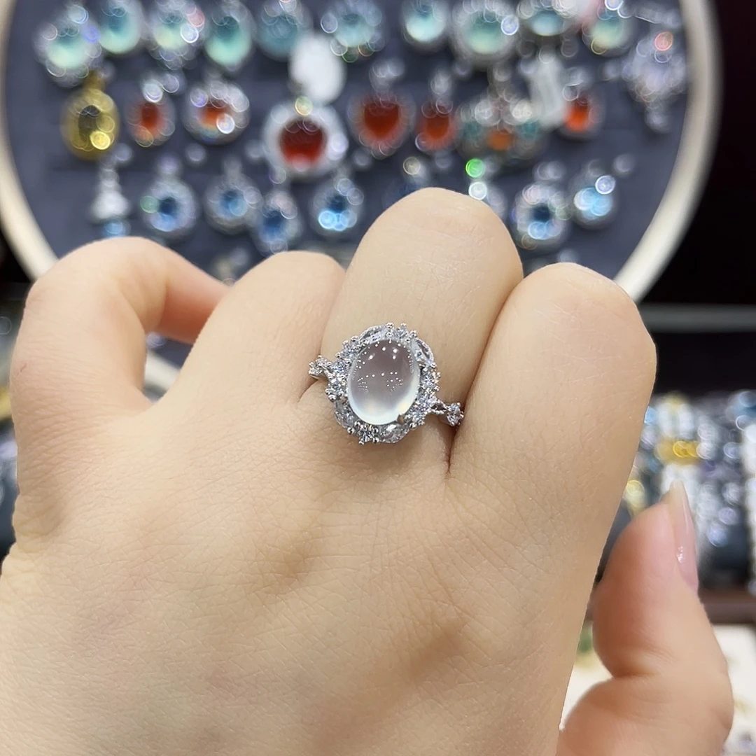 蛇纹石玉银S925镶嵌戒指