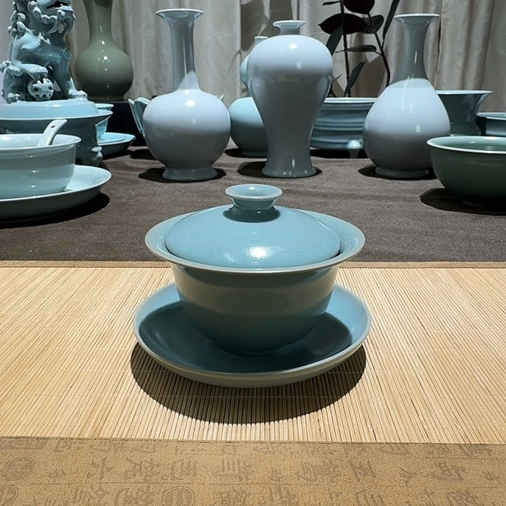 陶摆件全手工，盖碗。