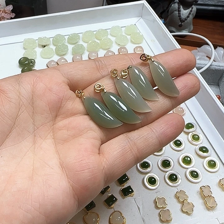 和田玉颈饰银S925镶嵌