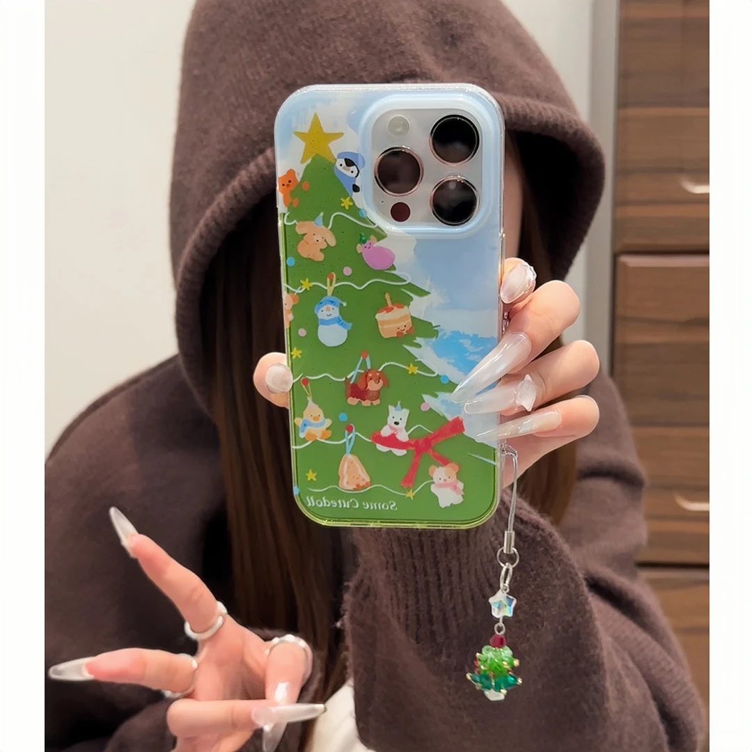 雅天立可爱jellcat圣诞树适用苹果17闪粉华为vivoppo小米15手机壳