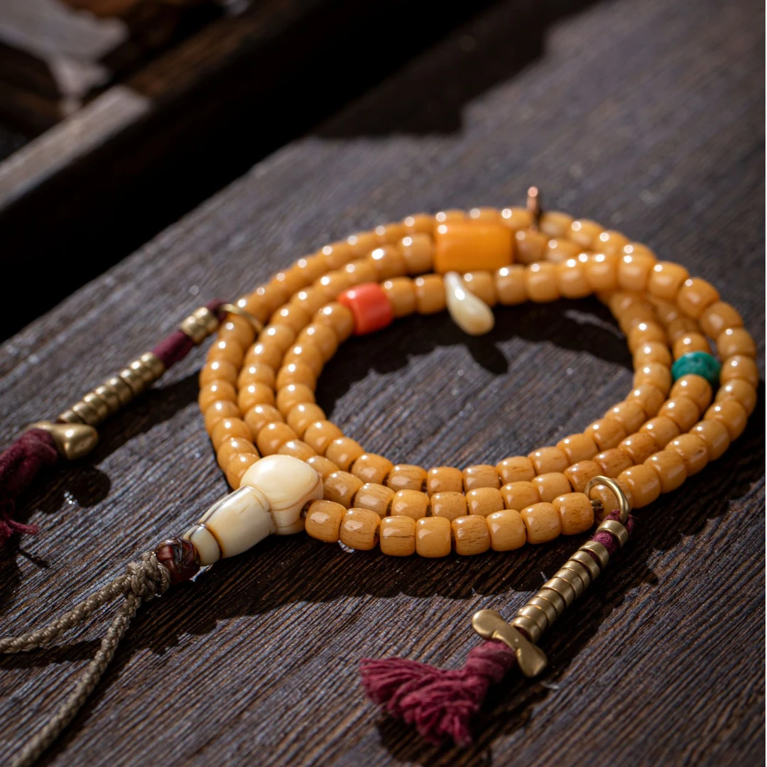 驼骨108手串-藏传风格-整体的抛光磨损-非常有年代感-6*5mm