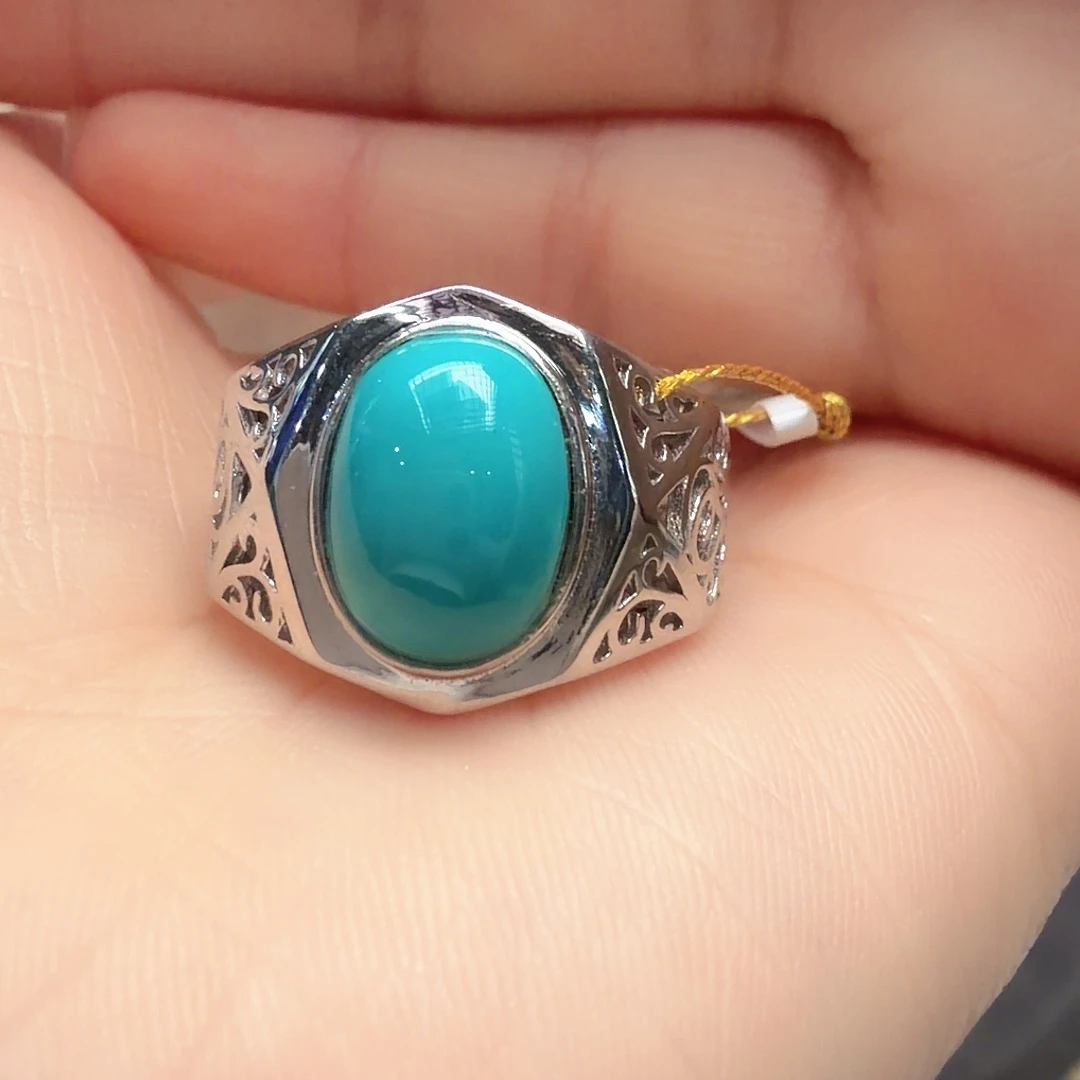 绿松石银S925镶嵌戒指