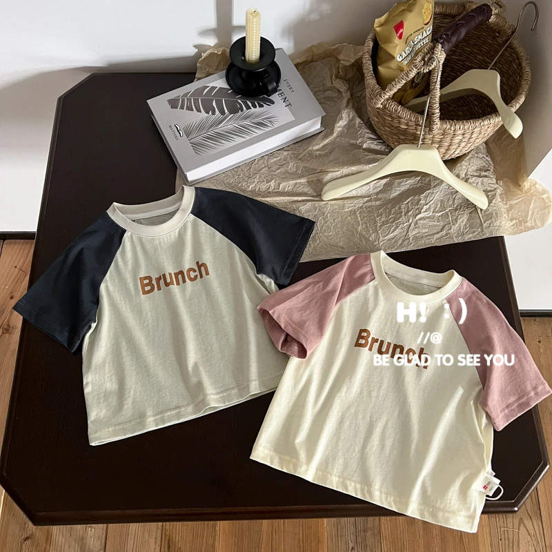 【现货】郝叔童品夏季新款潮牌网红男童拼接短袖T恤2025时髦HZ5231