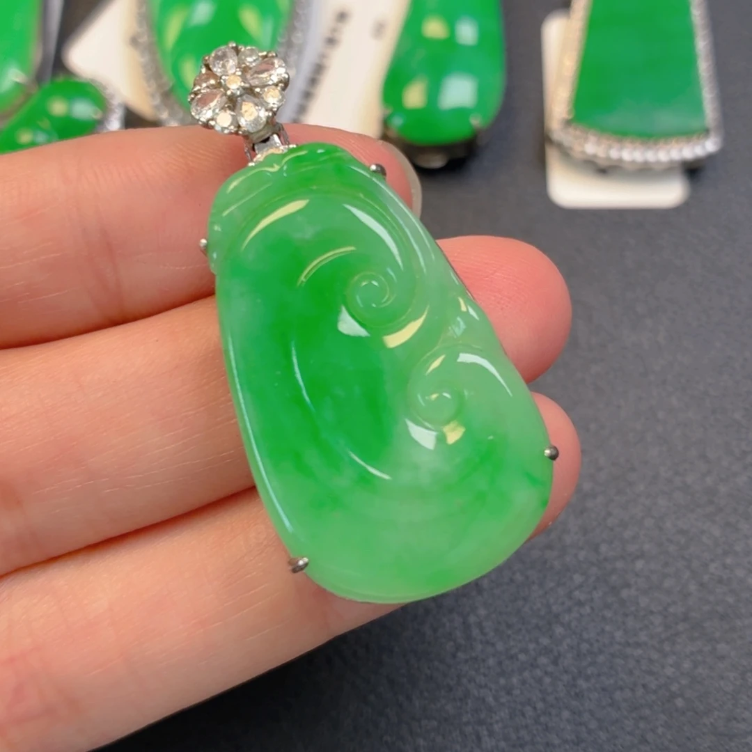 翡翠银S925镶嵌吊坠(不含链)