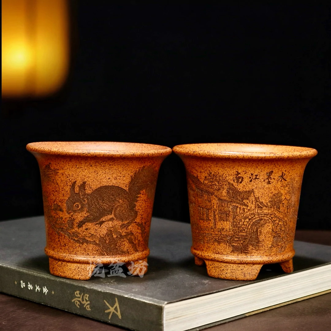 特价精品柴烧紫砂花盆小多肉菖蒲云竹盆景盆桌面绿植盆栽盆捡漏