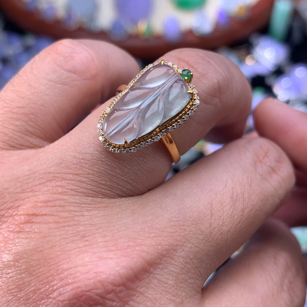 翡翠戒指18K金镶嵌18k金镶嵌