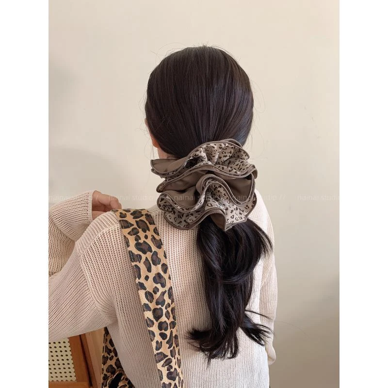 韩版四层锁边AB面双拼大肠发圈气质百搭丸子头头花时尚发绳扎