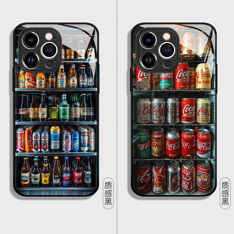 GGBond夏日冰柜饮料适用iPhone16玻璃手机壳华为vivo小米15oppo套