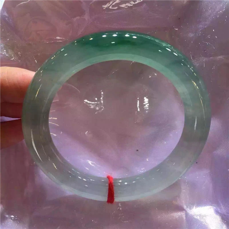 天然缅甸翡翠手镯玉镯子冰种飘花玉石圆条手镯阳绿翡翠玉镯子女款