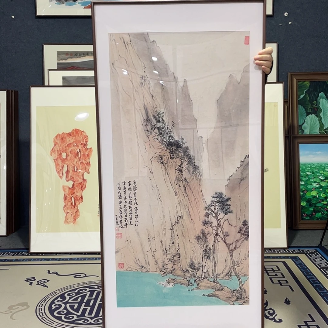 国画手绘画作品带框60/120